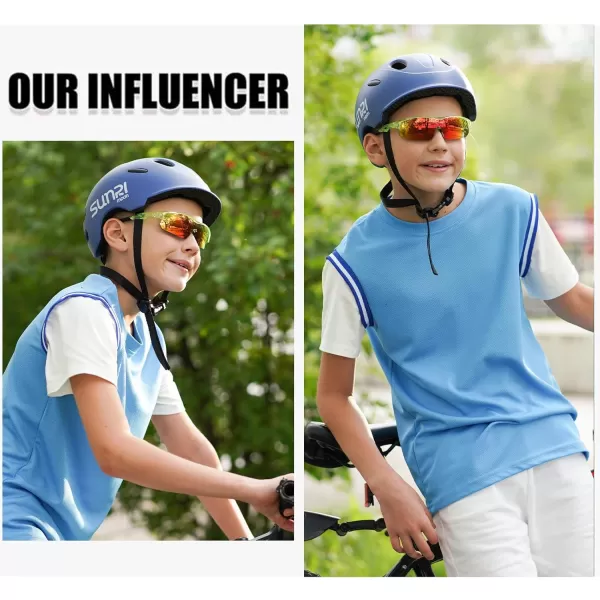 DUCO Sports Youth Baseball Sunglasses for Kids Unbreakable TR90 Frame Lightweight Sun Glasses for Boys and Girls DK261Fluore Green Frame Black Temple Revo Orange Lens