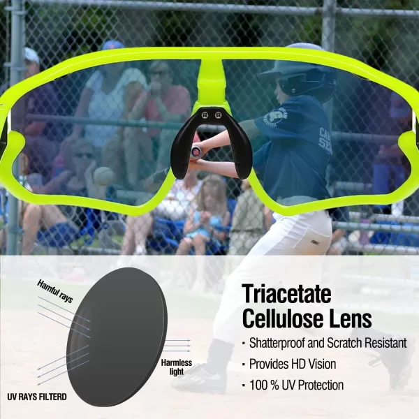 DUCO Sports Youth Baseball Sunglasses for Kids Unbreakable TR90 Frame Lightweight Sun Glasses for Boys and Girls DK261Fluore Green Frame Black Temple Revo Orange Lens