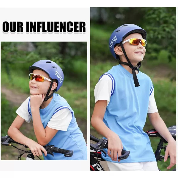 DUCO Sports Youth Baseball Sunglasses for Kids Unbreakable TR90 Frame Lightweight Sun Glasses for Boys and Girls DK261White Frame Black Temple Revo Orange Lens