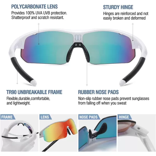 DUCO Sports Youth Baseball Sunglasses for Kids Unbreakable TR90 Frame Lightweight Sun Glasses for Boys and Girls DK261White Frame Black Temple Revo Orange Lens
