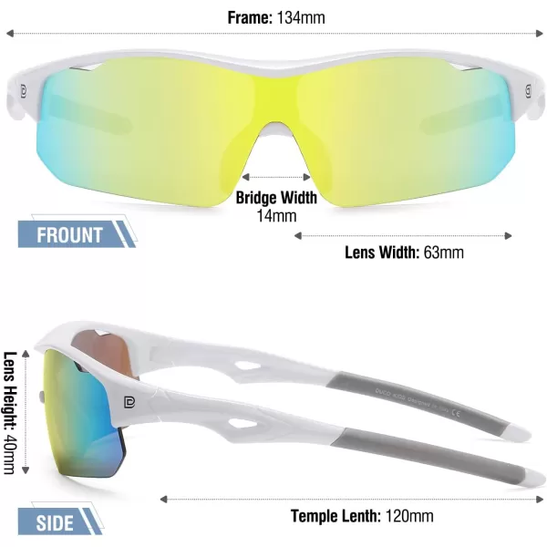 DUCO Sports Youth Baseball Sunglasses for Kids Unbreakable TR90 Frame Lightweight Sun Glasses for Boys and Girls DK261White Frame Grey Temple Revo Orange Lens