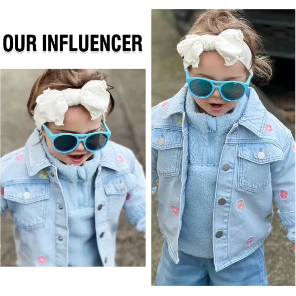 DUCO Sunglasses for Kids Boys Girls UV Protection Vintage Flexible Safety Polarized Sun Glasses with Strap DK030Shallow Blue