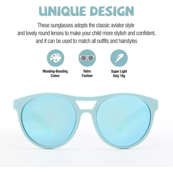 DUCO Sunglasses for Kids Boys Girls UV Protection Vintage Flexible Safety Polarized Sun Glasses with Strap DK030Shallow Blue