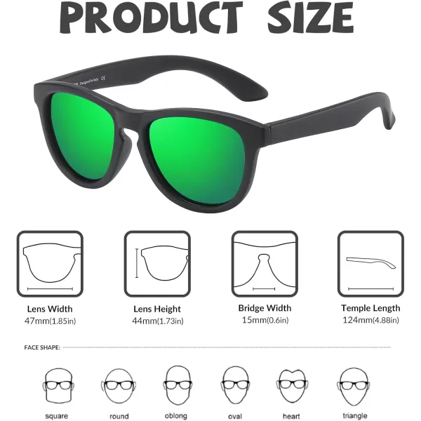 DUCO Toddler Sunglasses for Boys Girls Age 35 Polarized Kids Sun Glasses with Strap and UV400 Lens DK031Black Green
