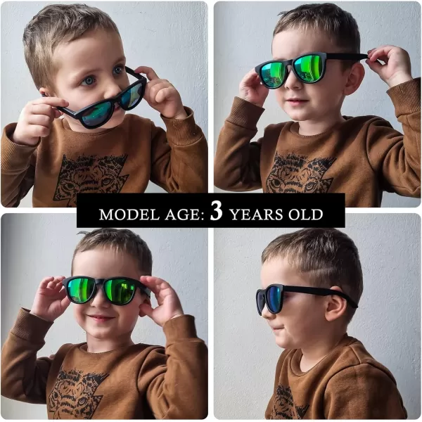 DUCO Toddler Sunglasses for Boys Girls Age 35 Polarized Kids Sun Glasses with Strap and UV400 Lens DK031Black Green