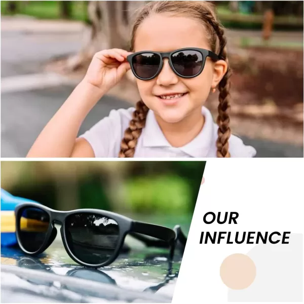 DUCO Toddler Sunglasses for Boys Girls Age 35 Polarized Kids Sun Glasses with Strap and UV400 Lens DK031Black Grey