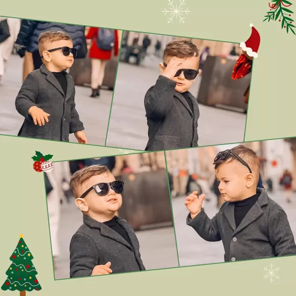 DUCO Toddler Sunglasses for Boys Girls Age 35 Polarized Kids Sun Glasses with Strap and UV400 Lens DK031Black Grey