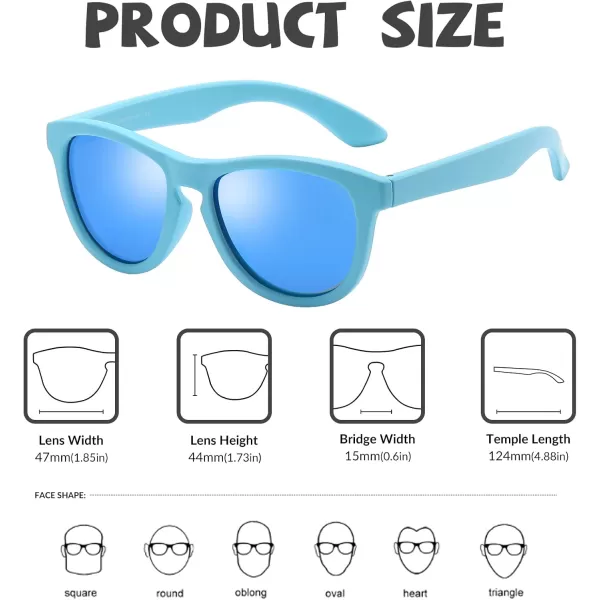 DUCO Toddler Sunglasses for Boys Girls Age 35 Polarized Kids Sun Glasses with Strap and UV400 Lens DK031Shallow Blue