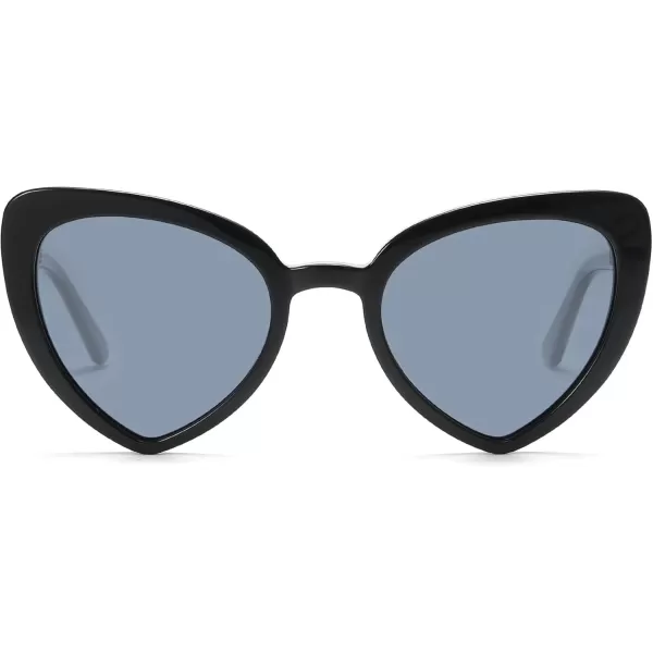 DUCO Trendy Heart Polarized Sunglasses for Women Narrow 1206Black Frame Grey Lens