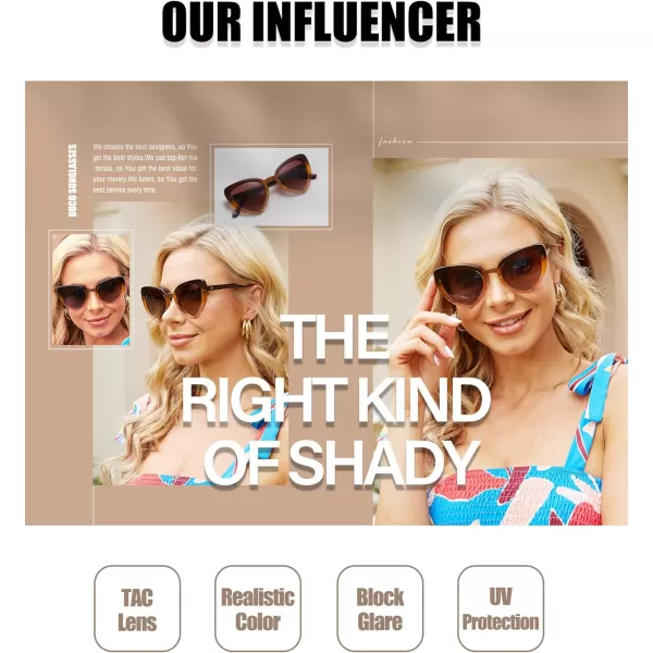 DUCO Trendy Heart Polarized Sunglasses for Women Narrow 1206Brown Frame Brown Lens