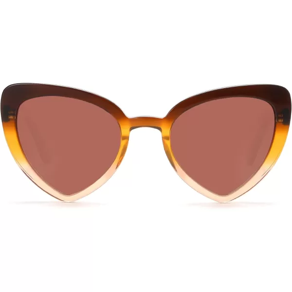 DUCO Trendy Heart Polarized Sunglasses for Women Narrow 1206Brown Frame Brown Lens