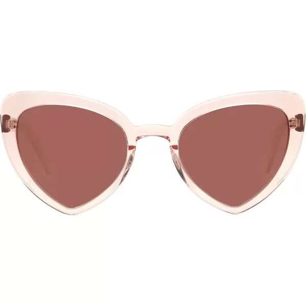 DUCO Trendy Heart Polarized Sunglasses for Women Narrow 1206Champagne Frame Brown Lens