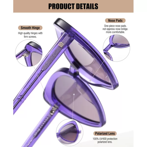 DUCO Trendy Heart Polarized Sunglasses for Women Narrow 1206Shine Purple Frame Frame Lens