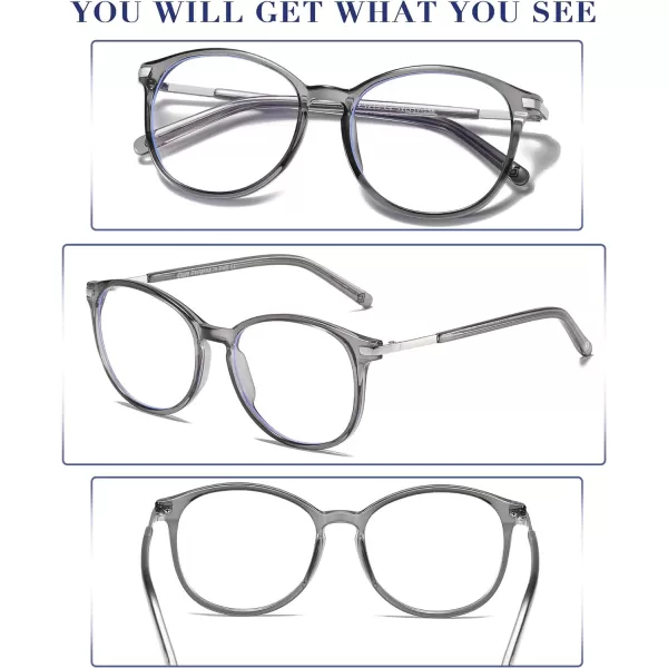 DUCO Vintage Round Blue Light Glasses For Men Women Blue Ray Blocking Glasses Computer Screen Glasses Non Prescription Eyeglasses Grey 5213Grey