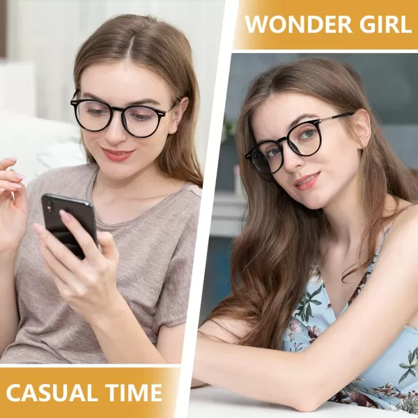 DUCO Vintage Round Blue Light Glasses For Men Women Blue Ray Blocking Glasses Computer Screen Glasses Non Prescription Eyeglasses Grey 5213W021shine Black