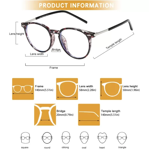 DUCO Vintage Round Blue Light Glasses For Men Women Blue Ray Blocking Glasses Computer Screen Glasses Non Prescription Eyeglasses Grey 5213W021tortoise