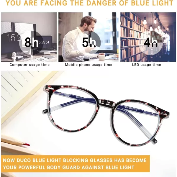 DUCO Vintage Round Blue Light Glasses For Men Women Blue Ray Blocking Glasses Computer Screen Glasses Non Prescription Eyeglasses Grey 5213W021tortoise