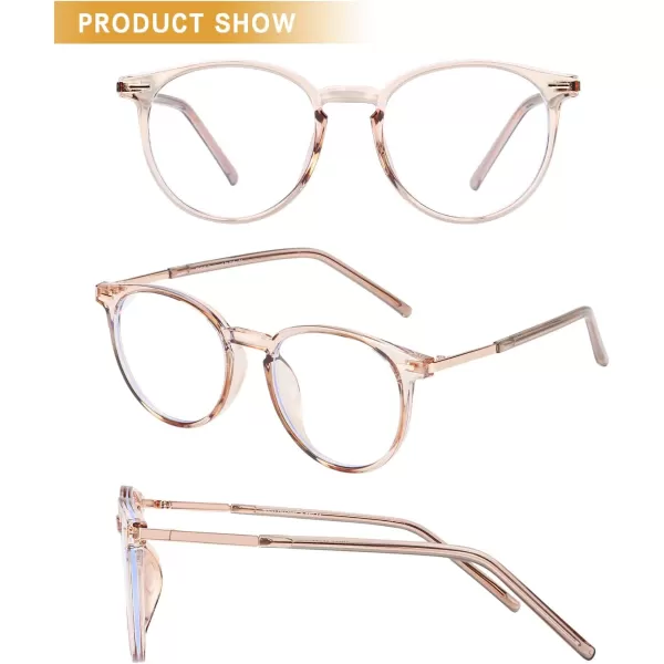 DUCO Vintage Round Blue Light Glasses For Men Women Blue Ray Blocking Glasses Computer Screen Glasses Non Prescription Eyeglasses Grey 5213W021transparent Brown