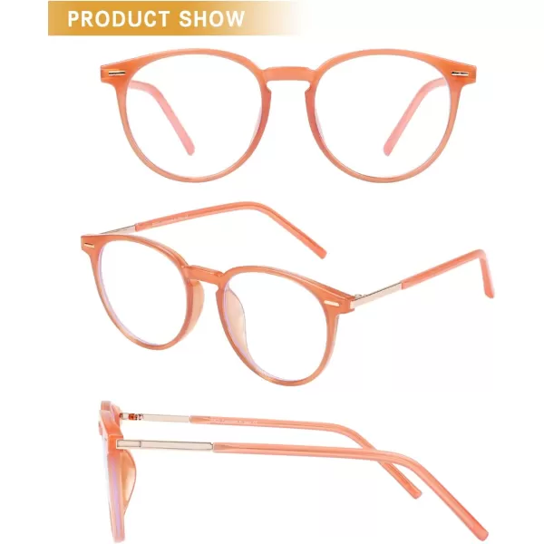 DUCO Vintage Round Blue Light Glasses For Men Women Blue Ray Blocking Glasses Computer Screen Glasses Non Prescription Eyeglasses Grey 5213W021transparent Oeange
