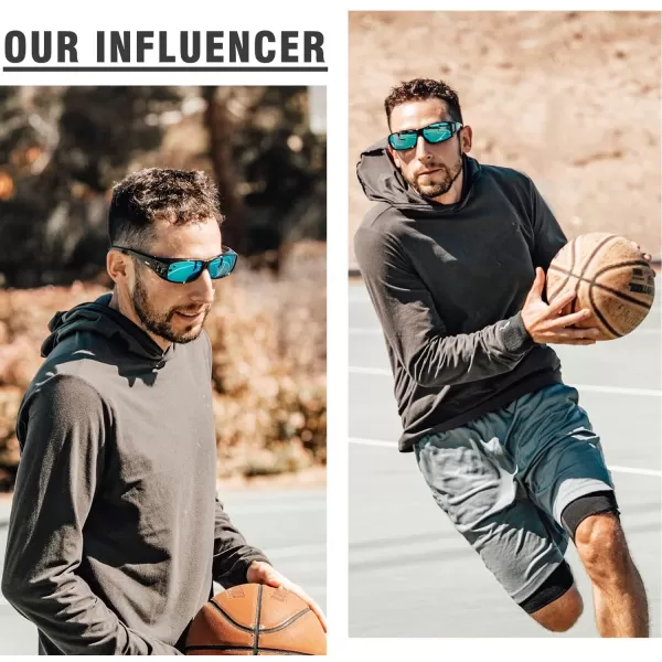 DUCO Wraparound Fitover Glasses Polarized Wear Over Sunglasses for Men Women UV Protection Sun Glasses Driving 8953L Size Black Frame Revo Blue Lens