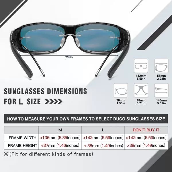 DUCO Wraparound Fitover Glasses Polarized Wear Over Sunglasses for Men Women UV Protection Sun Glasses Driving 8953L Size Black Frame Revo Red