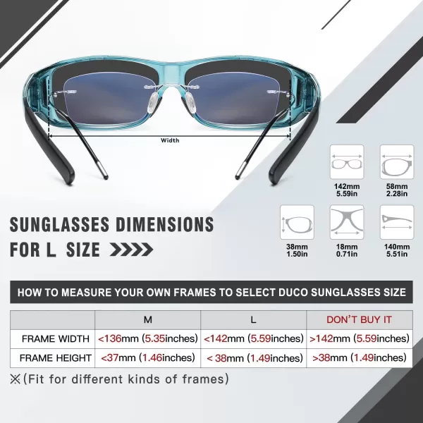DUCO Wraparound Fitover Glasses Polarized Wear Over Sunglasses for Men Women UV Protection Sun Glasses Driving 8953L Size Clear Blue Frame Grey