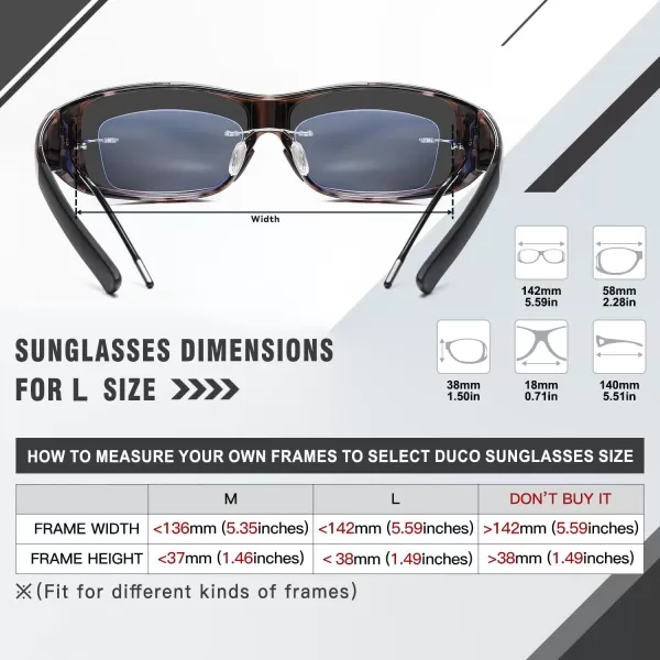 DUCO Wraparound Fitover Glasses Polarized Wear Over Sunglasses for Men Women UV Protection Sun Glasses Driving 8953L Size Grey Tortoise Frame Grey