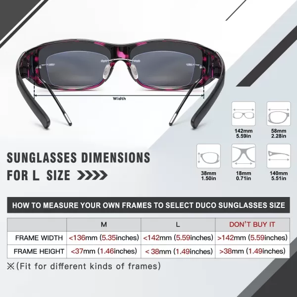 DUCO Wraparound Fitover Glasses Polarized Wear Over Sunglasses for Men Women UV Protection Sun Glasses Driving 8953L Size Purple Tortoise Frame Revo Purple