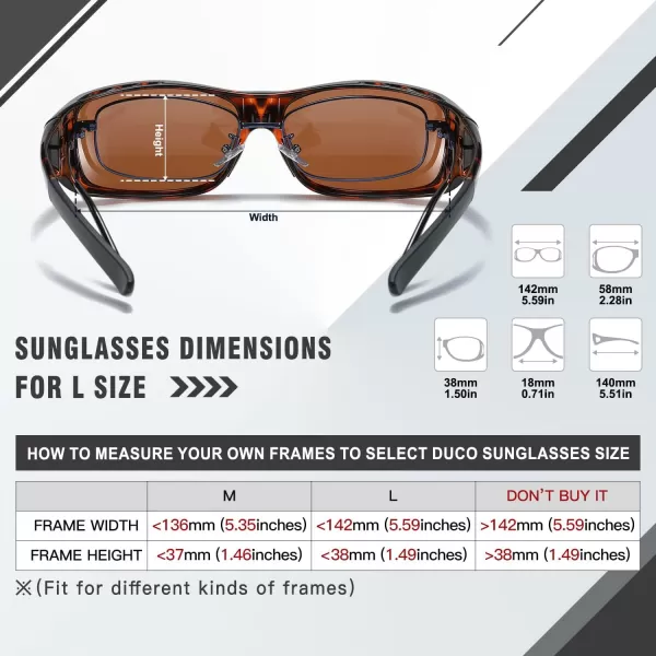 DUCO Wraparound Fitover Glasses Polarized Wear Over Sunglasses for Men Women UV Protection Sun Glasses Driving 8953L Size Tortoise Frame Brown Lens