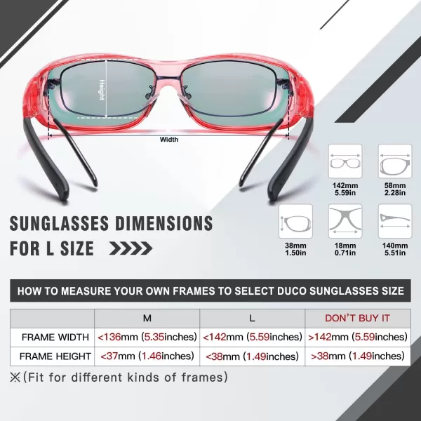 DUCO Wraparound Fitover Glasses Polarized Wear Over Sunglasses for Men Women UV Protection Sun Glasses Driving 8953L Size Transparent Pink Frame Pink Lens