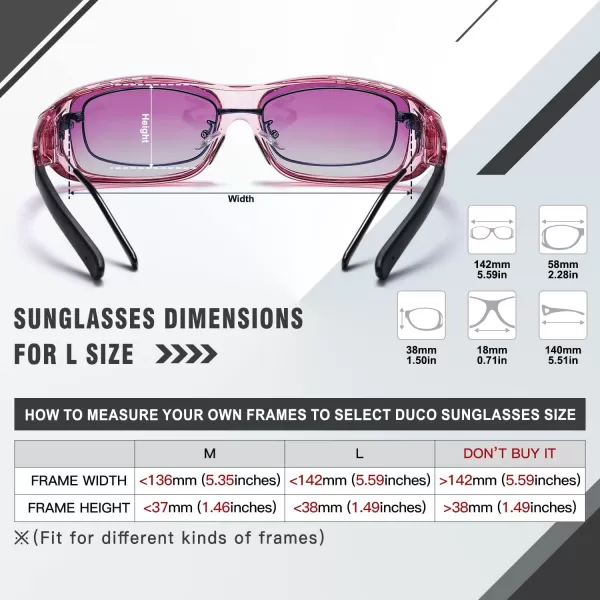DUCO Wraparound Fitover Glasses Polarized Wear Over Sunglasses for Men Women UV Protection Sun Glasses Driving 8953L Size Transparent Purple Frame Purple Lens