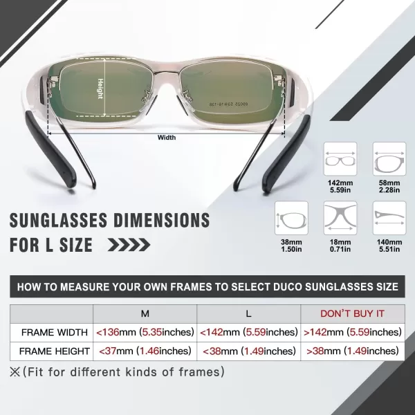 DUCO Wraparound Fitover Glasses Polarized Wear Over Sunglasses for Men Women UV Protection Sun Glasses Driving 8953L Size White Frame Revo Red Lens