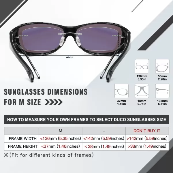 DUCO Wraparound Fitover Glasses Polarized Wear Over Sunglasses for Men Women UV Protection Sun Glasses Driving 8953M Size Black Frame Revo Green
