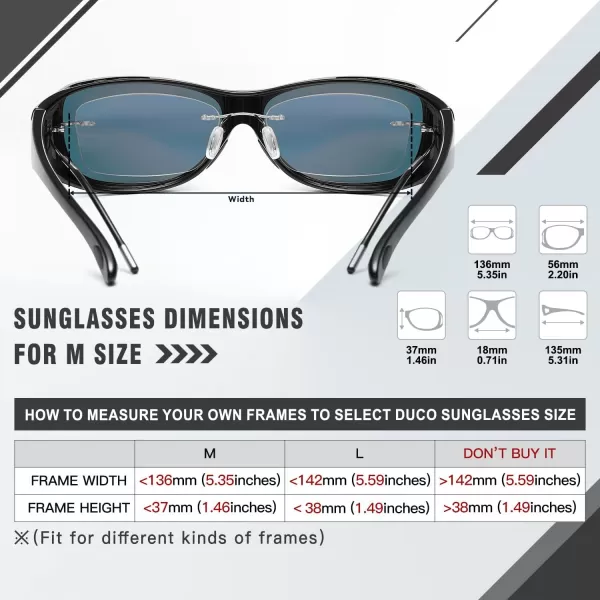 DUCO Wraparound Fitover Glasses Polarized Wear Over Sunglasses for Men Women UV Protection Sun Glasses Driving 8953M Size Black Frame Revo Red