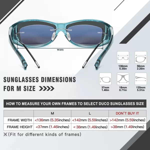 DUCO Wraparound Fitover Glasses Polarized Wear Over Sunglasses for Men Women UV Protection Sun Glasses Driving 8953M Size Clear Blue Frame Grey