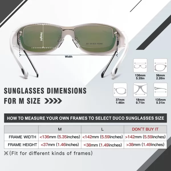 DUCO Wraparound Fitover Glasses Polarized Wear Over Sunglasses for Men Women UV Protection Sun Glasses Driving 8953M Size White Frame Revo Red Lens