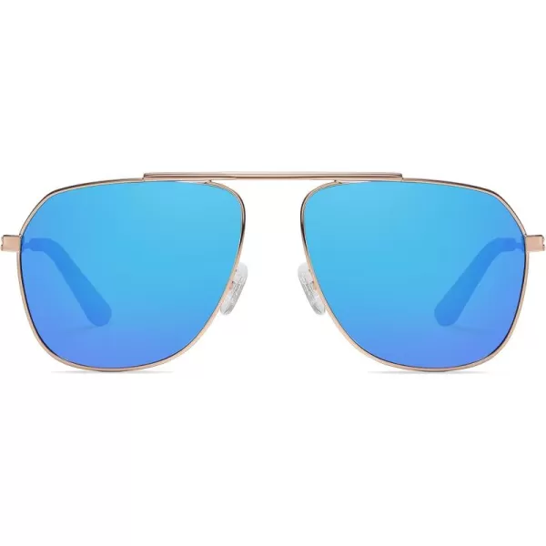 DUCO Aviator Sunglasses for Mens Womens Polarized Retro Sun Glasses Metal Frame for Driving Fishing 100 UV Protection 3035KGold Frame Revo Blue Len