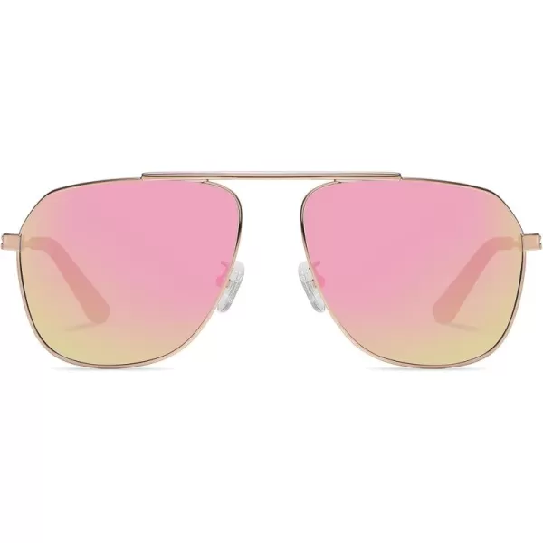 DUCO Aviator Sunglasses for Mens Womens Polarized Retro Sun Glasses Metal Frame for Driving Fishing 100 UV Protection 3035KGold Frame Revo Pink Len