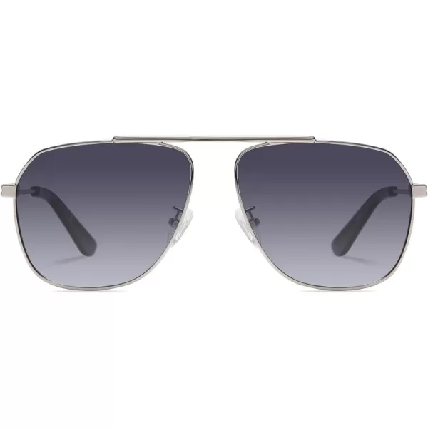 DUCO Aviator Sunglasses for Mens Womens Polarized Retro Sun Glasses Metal Frame for Driving Fishing 100 UV Protection 3035KSilver Frame Gradient Grey Len