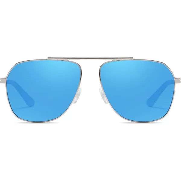 DUCO Aviator Sunglasses for Mens Womens Polarized Retro Sun Glasses Metal Frame for Driving Fishing 100 UV Protection 3035KSilver Frame Revo Blue Len