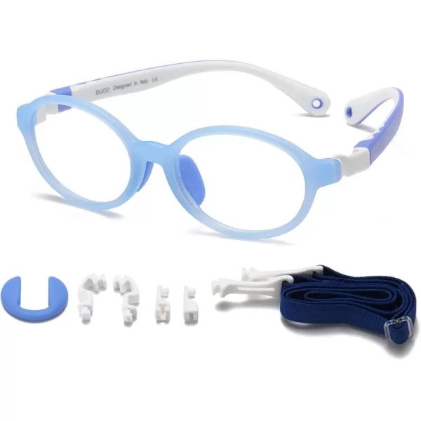 DUCO Blue Light Blocking Glasses for Kids Boys Girls Gaming Computer Glasses for Kids Age 510 K026Blue Frame White Temple