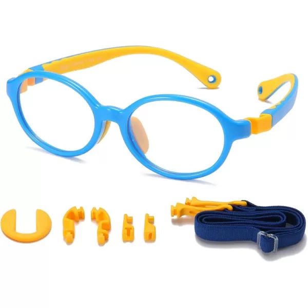 DUCO Blue Light Blocking Glasses for Kids Boys Girls Gaming Computer Glasses for Kids Age 510 K026Blue Frame Yellow Temple