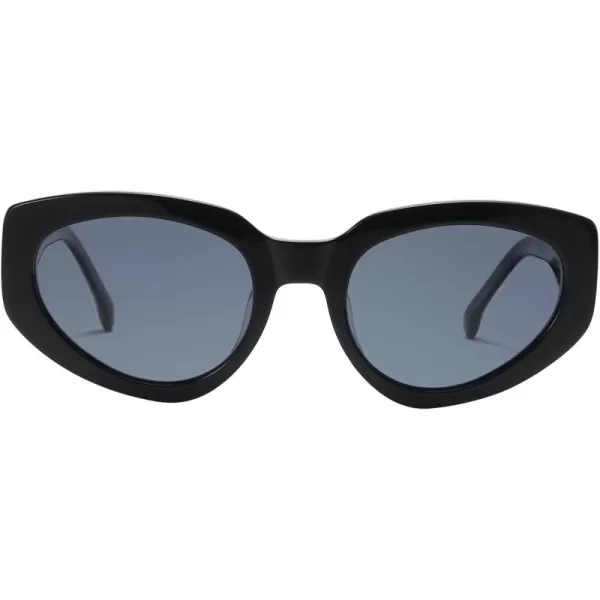 DUCO Cat Eye Sunglasses for Women Polarized UV400 Protection Acetate Frame Vintage Sun glasses DC1103Shine Black Frame Grey Lens