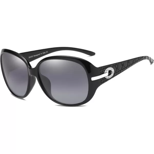 DUCO Classic Sunglasses for Women polarized womens sunglasses 100 UV Protection Shades 6214Black Frame Gray Lens