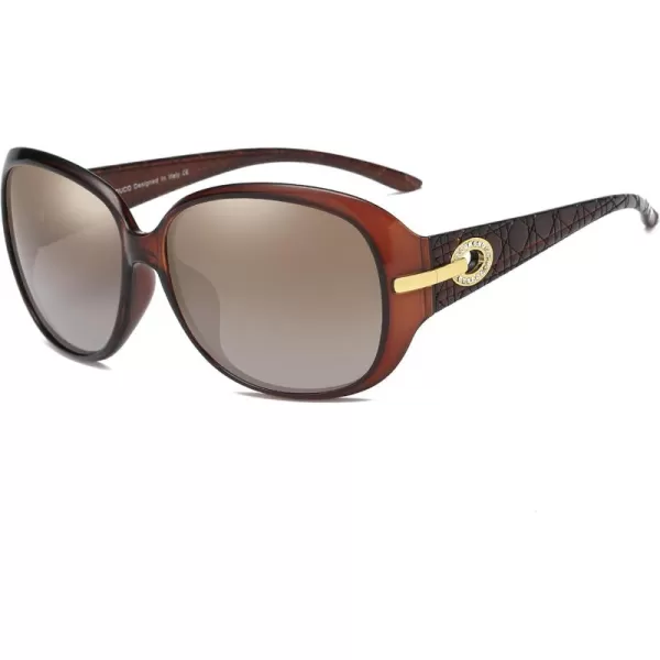 DUCO Classic Sunglasses for Women polarized womens sunglasses 100 UV Protection Shades 6214Brown Frame Brown Lens