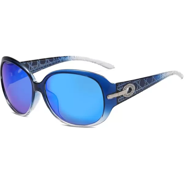 DUCO Classic Sunglasses for Women polarized womens sunglasses 100 UV Protection Shades 6214Gradient Blue Frame Revo Blue Lens