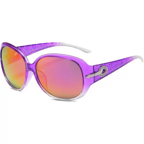 DUCO Classic Sunglasses for Women polarized womens sunglasses 100 UV Protection Shades 6214Gradient Purple Frame Revo Red Lens