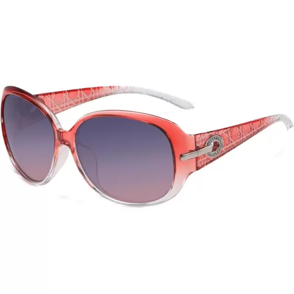 DUCO Classic Sunglasses for Women polarized womens sunglasses 100 UV Protection Shades 6214Gradient Red Frame Purple Lens