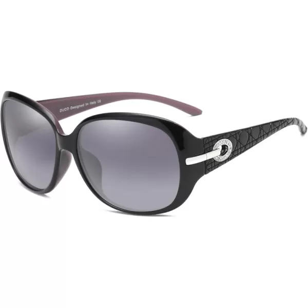 DUCO Classic Sunglasses for Women polarized womens sunglasses 100 UV Protection Shades 6214Purple Frame Gray Lens