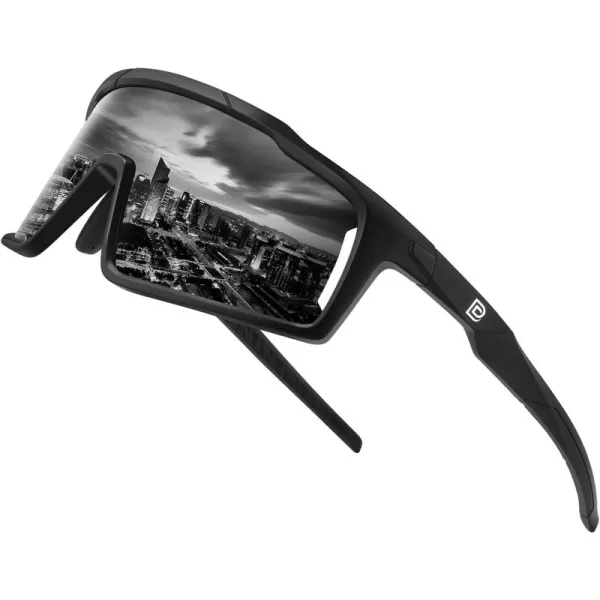 DUCO Cycling Sunglasses for Men Women Polarized Sports Sunglasses UV400 Baseball Sun glasses Anti Scratch Goggles DC0040Black Frame Grey Len